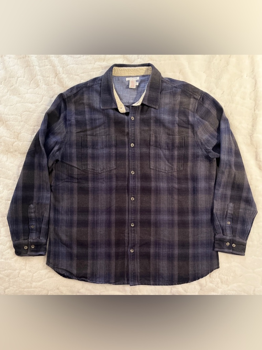 Carbon2Cobalt Plaid Flannel Shirt 100% cotton midweight flannel size XL